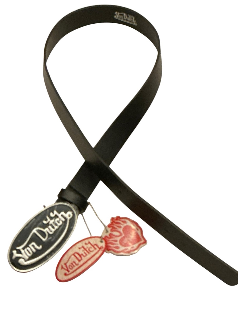 Von Dutch Women’s Black Vegan Leather Enamel Buckle Belt Size-Medium NWT